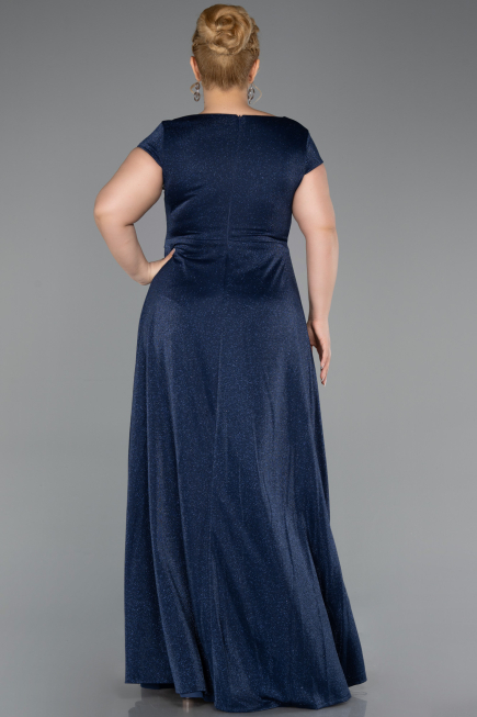 Long Navy Blue Plus Size Evening Gown ABU6363