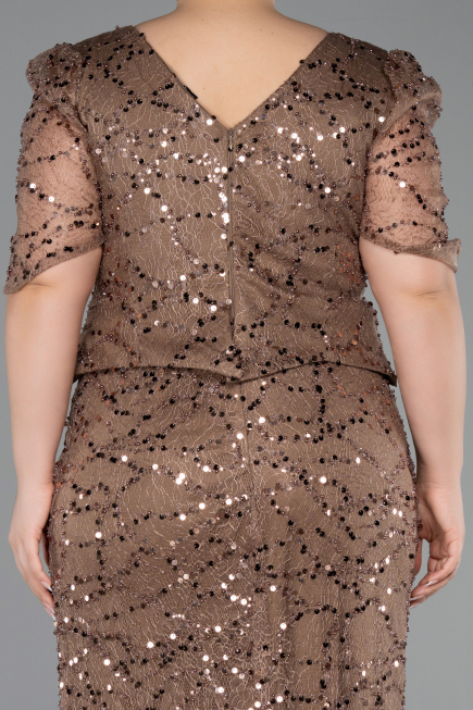 Long Copper Beaded Plus Size Evening Dress ABU6334