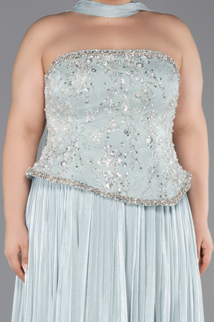 Long Mint Chiffon Plus Size Evening Gown ABU5793