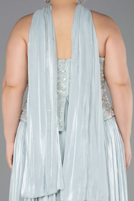 Long Mint Chiffon Plus Size Evening Gown ABU5793