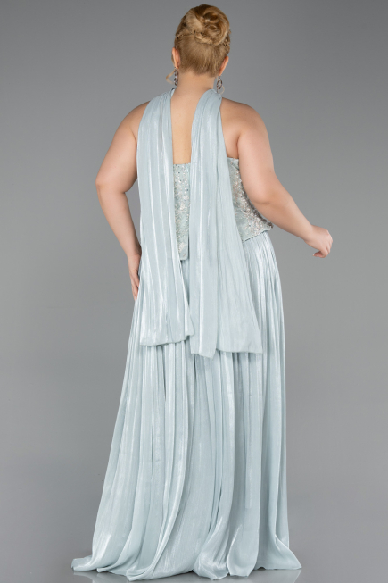 Long Mint Chiffon Plus Size Evening Gown ABU5793