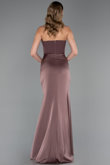 Light Brown Long Satin Prom Gown ABU6061