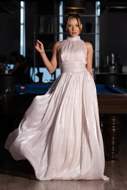Long Beige Chiffon Evening Dress ABU6352