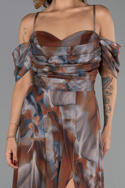 Long Brown Plus Size Evening Gown ABU6409