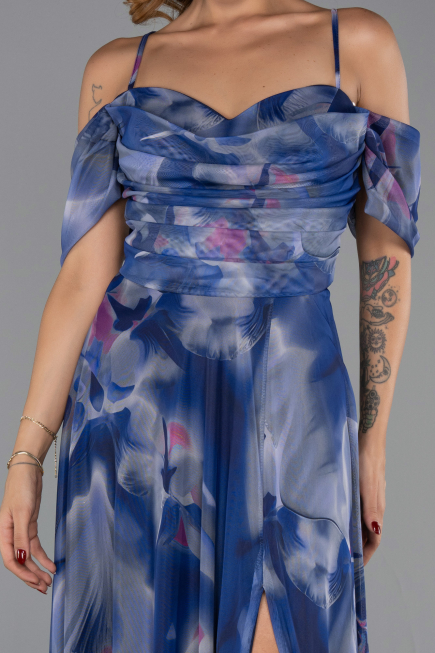 Long Navy Blue Plus Size Evening Gown ABU6409