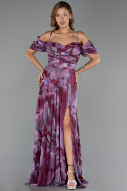 Long Plum Plus Size Evening Gown ABU6409
