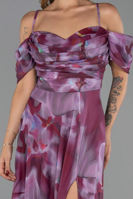 Long Plum Plus Size Evening Gown ABU6409