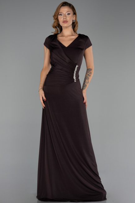Long Brown Formal Plus Size Dress ABU6410