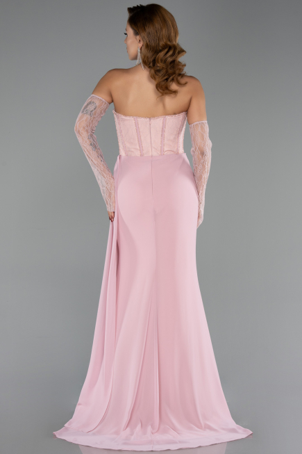 Long Powder Color Chiffon Oversized Evening Dress ABU6072