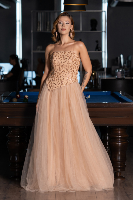Long Gold Evening Dress ABU6412