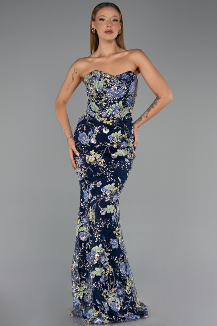 Long Navy Blue Evening Dress ABU6421