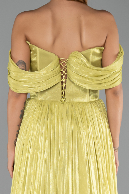 Long Pistachio Green Chiffon Plus Size Evening Gown ABU6486