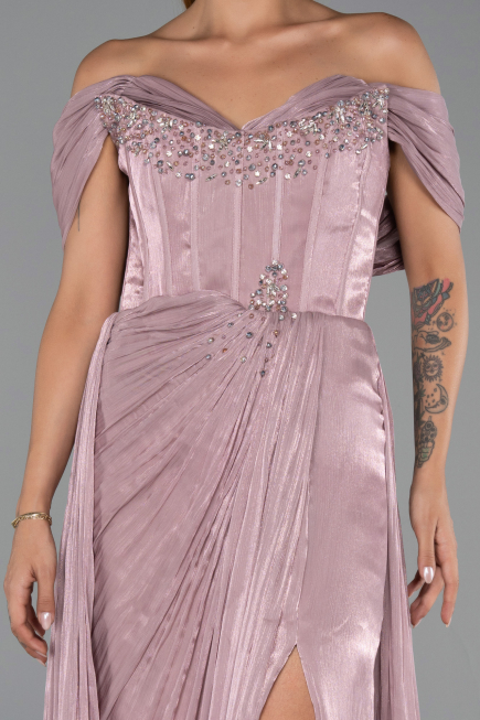 Long Powder Color Chiffon Plus Size Evening Gown ABU6486