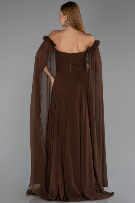 Long Brown Chiffon Evening Dress ABU3462