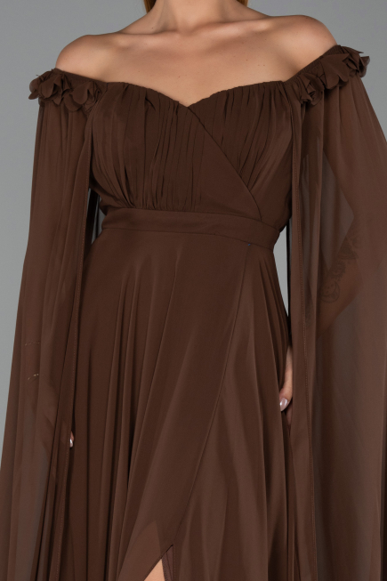 Long Brown Chiffon Evening Dress ABU3462