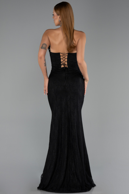 Long Black Dantelle Evening Dress ABU6419