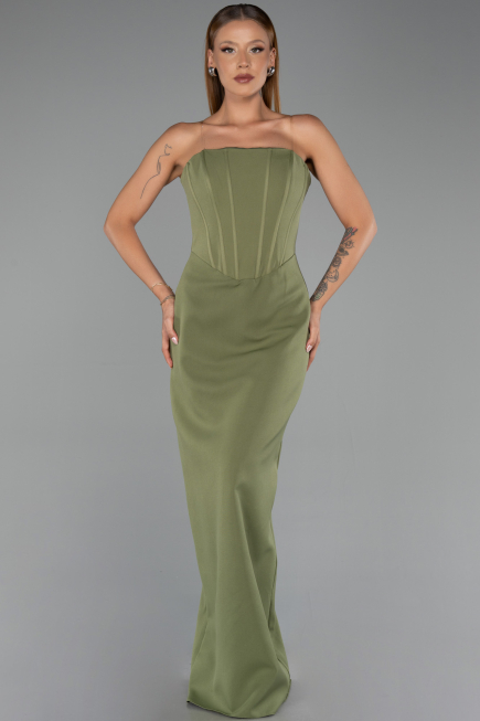 Long Olive Drab Evening Dress ABU5889