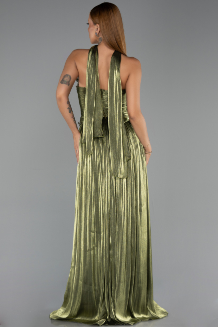 Long Oil Green Chiffon Evening Dress ABU6322