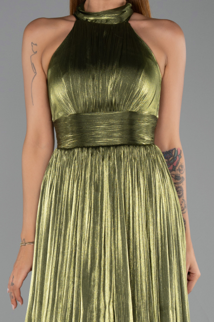 Long Olive Drab Chiffon Prom Gown ABU6428