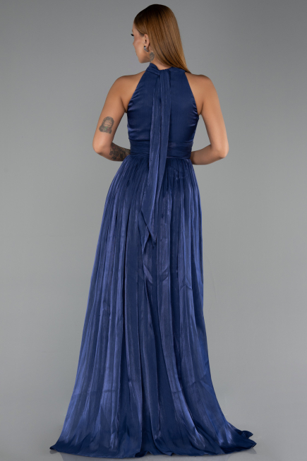Long Navy Blue Chiffon Prom Gown ABU6428