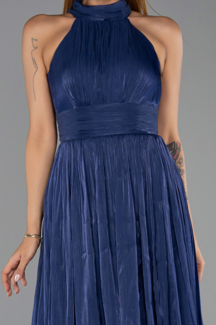 Long Navy Blue Chiffon Prom Gown ABU6428