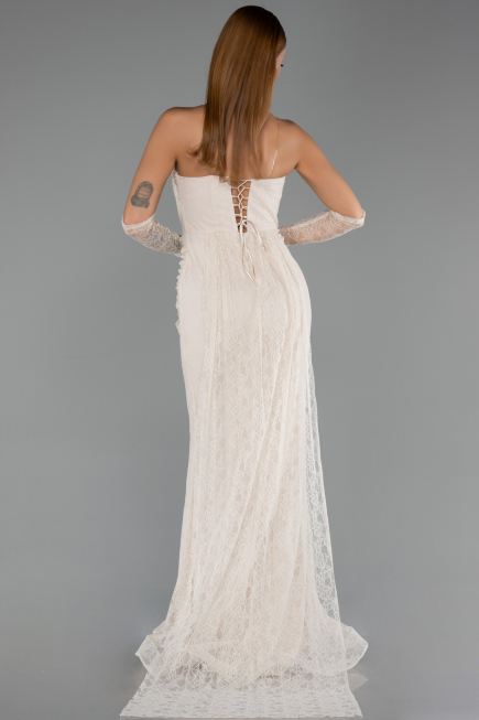 Long Beige Dantelle Mermaid Evening Gown ABU6256
