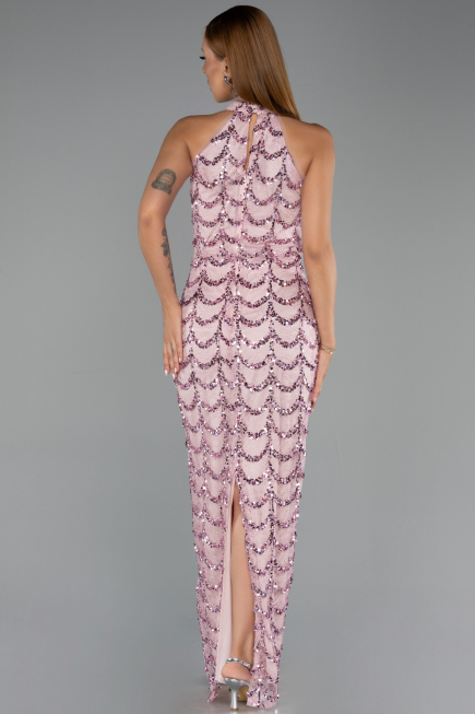 Long Powder Color Dantelle Evening Dress ABU6405