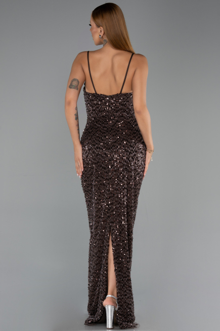 Long Brown Scaly Evening Dress ABU6308