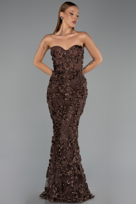 Long Brown Mermaid Evening Gown ABU6516