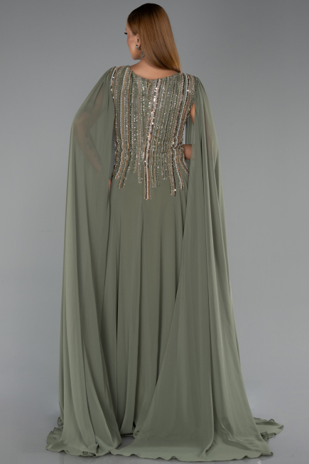 Long Green Chiffon Plus Size Evening Gown ABU6435