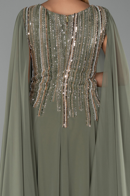 Long Green Chiffon Plus Size Evening Gown ABU6435