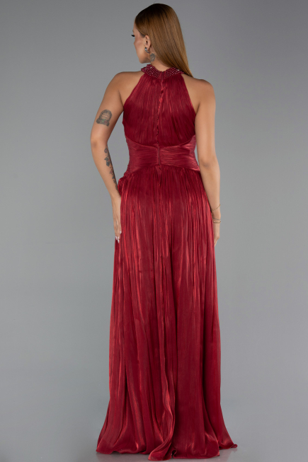 Long Burgundy Chiffon Evening Dress ABU6437
