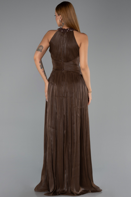 Long Brown Chiffon Evening Dress ABU6437