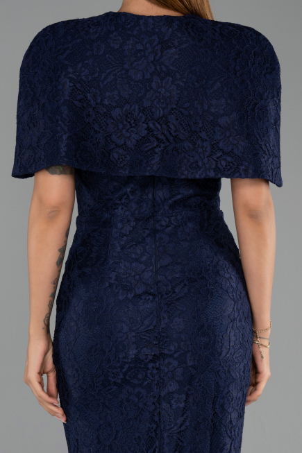 Long Navy Blue Dantelle Evening Dress ABU6438