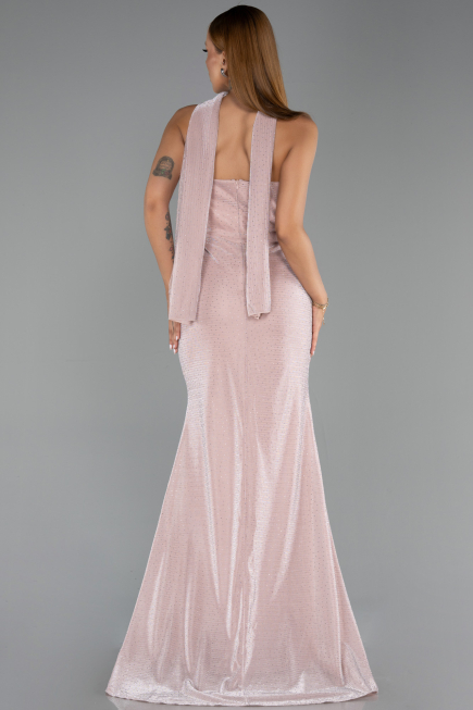 Long Powder Color Beaded Evening Dress ABU6440