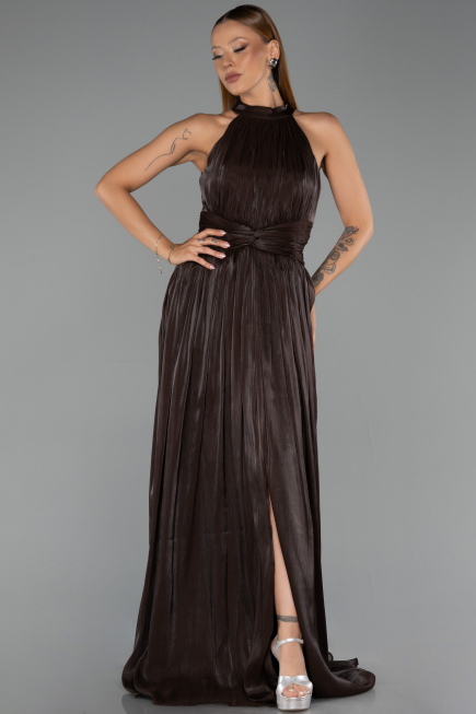 Long Brown Chiffon Evening Dress ABU6441