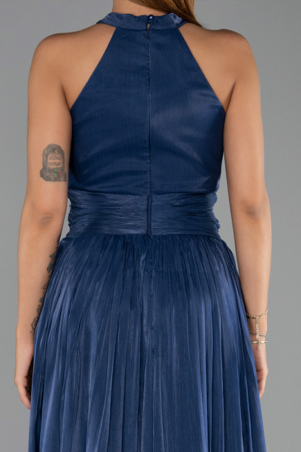 Long Navy Blue Chiffon Evening Dress ABU6441