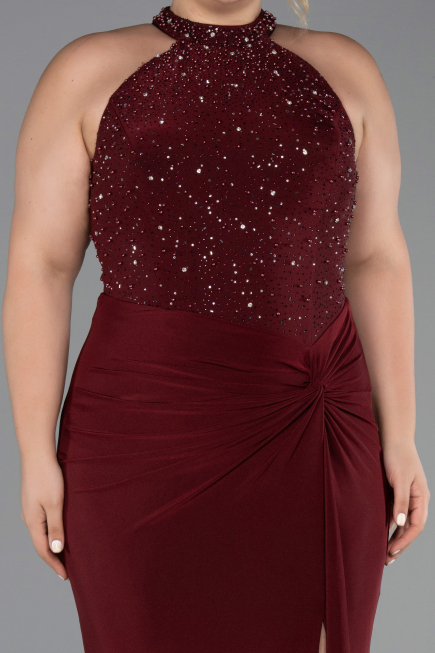 Long Burgundy Plus Size Evening Dress ABU6415