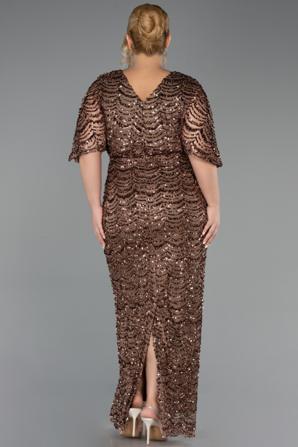 Long Copper Scaly Plus Size Evening Gown ABU6064