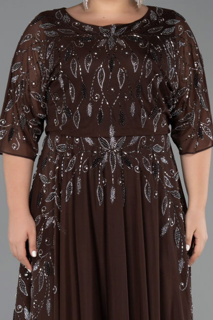 Long Brown Plus Size Evening Gown ABU6489