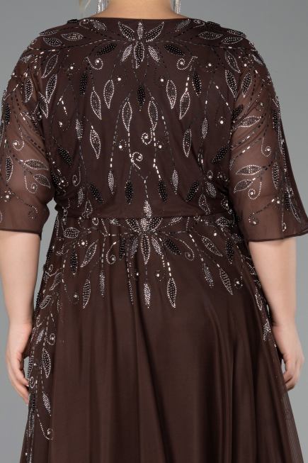 Long Brown Plus Size Evening Gown ABU6489