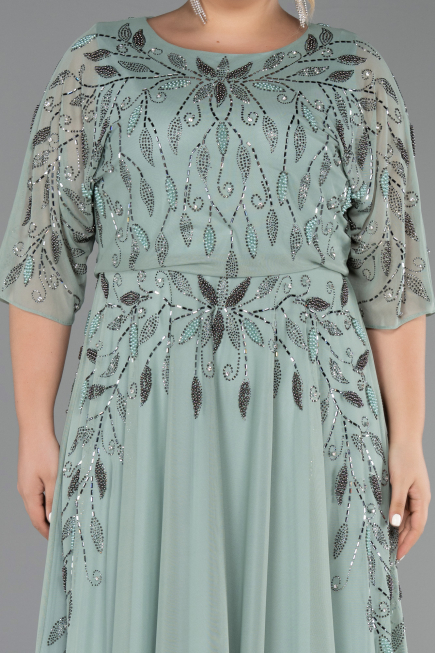 Long Mint Plus Size Evening Gown ABU6489