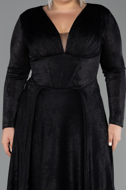 Long Black Plus Size Evening Dress ABU6492