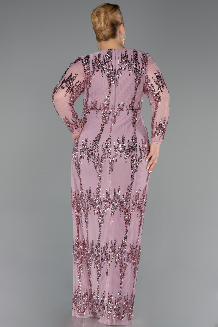 Long Powder Color Scaly Plus Size Evening Gown ABU6493