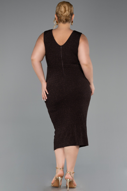 Midi Brown Formal Plus Size Dress ABK1492