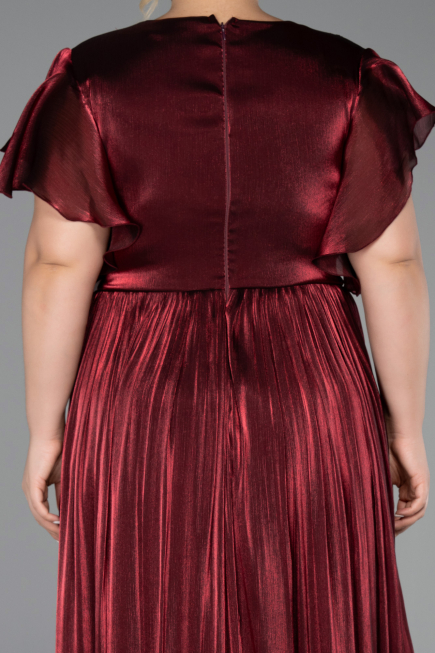 Long Burgundy Chiffon Formal Plus Size Dress ABU6423