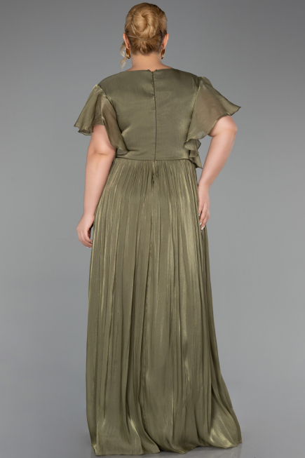 Long Olive Drab Chiffon Formal Plus Size Dress ABU6423