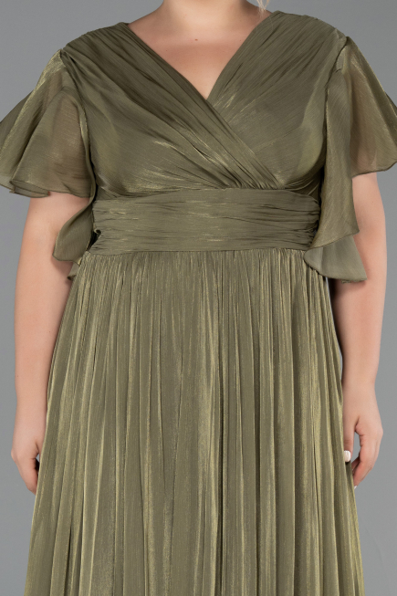 Long Olive Drab Chiffon Formal Plus Size Dress ABU6423