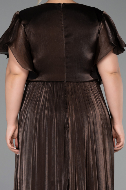 Long Brown Chiffon Formal Plus Size Dress ABU6423