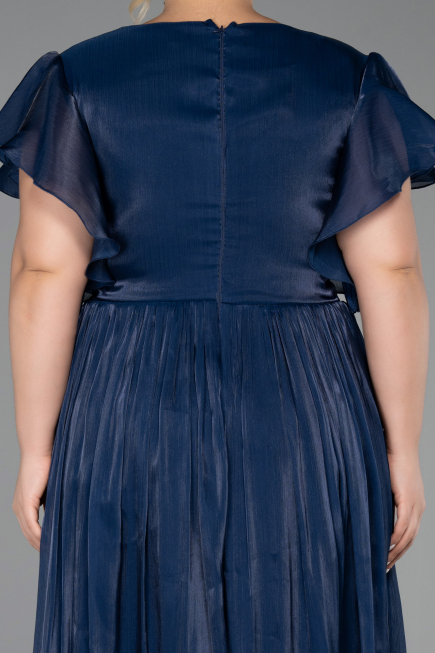 Long Navy Blue Chiffon Formal Plus Size Dress ABU6423